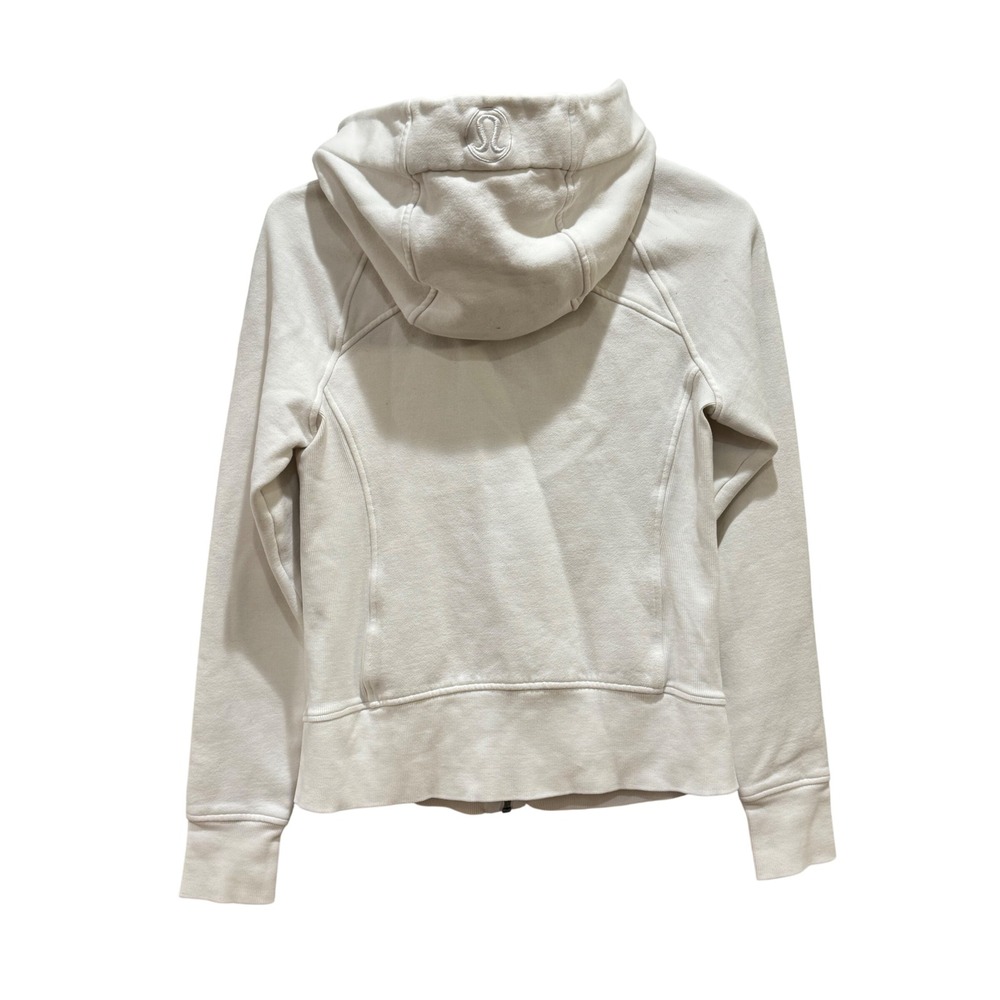 Lululemon Scuba Full Zip Hoodie Women's 6 White Thumbholes Fleece Athletic Read - Picture 5 of 8